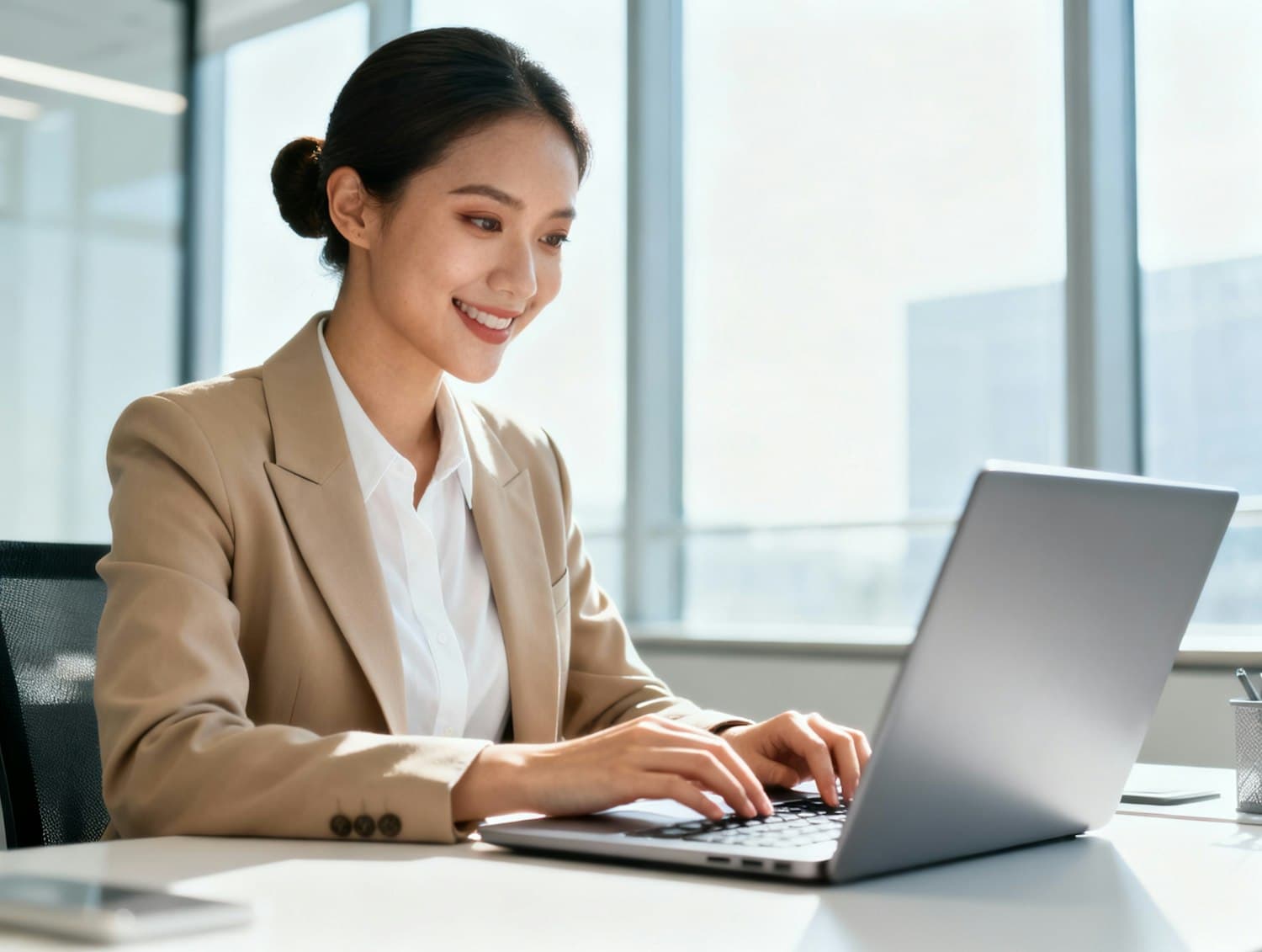 Finance lead reviewing Paydesk on a laptop in a bright office